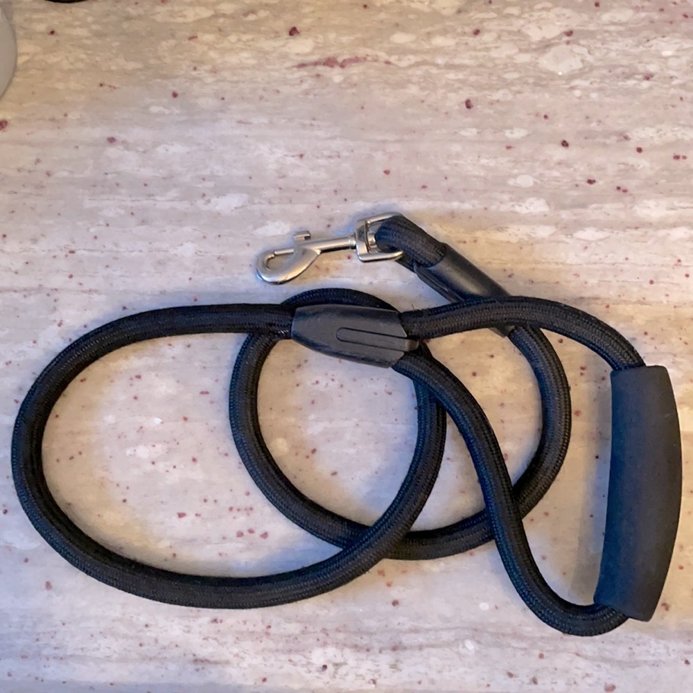 Black Puppy leash with Grip Handle thick rope